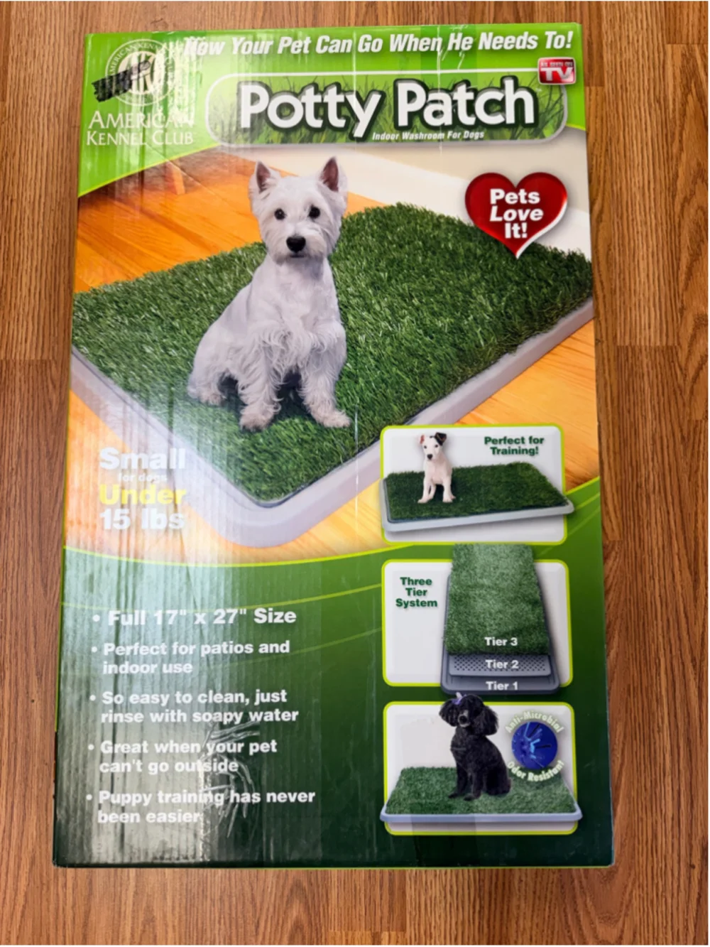 AKC Potty Patch Indoor Dog Potty Training Grass Pad Small 17x27 Under 15 lbs